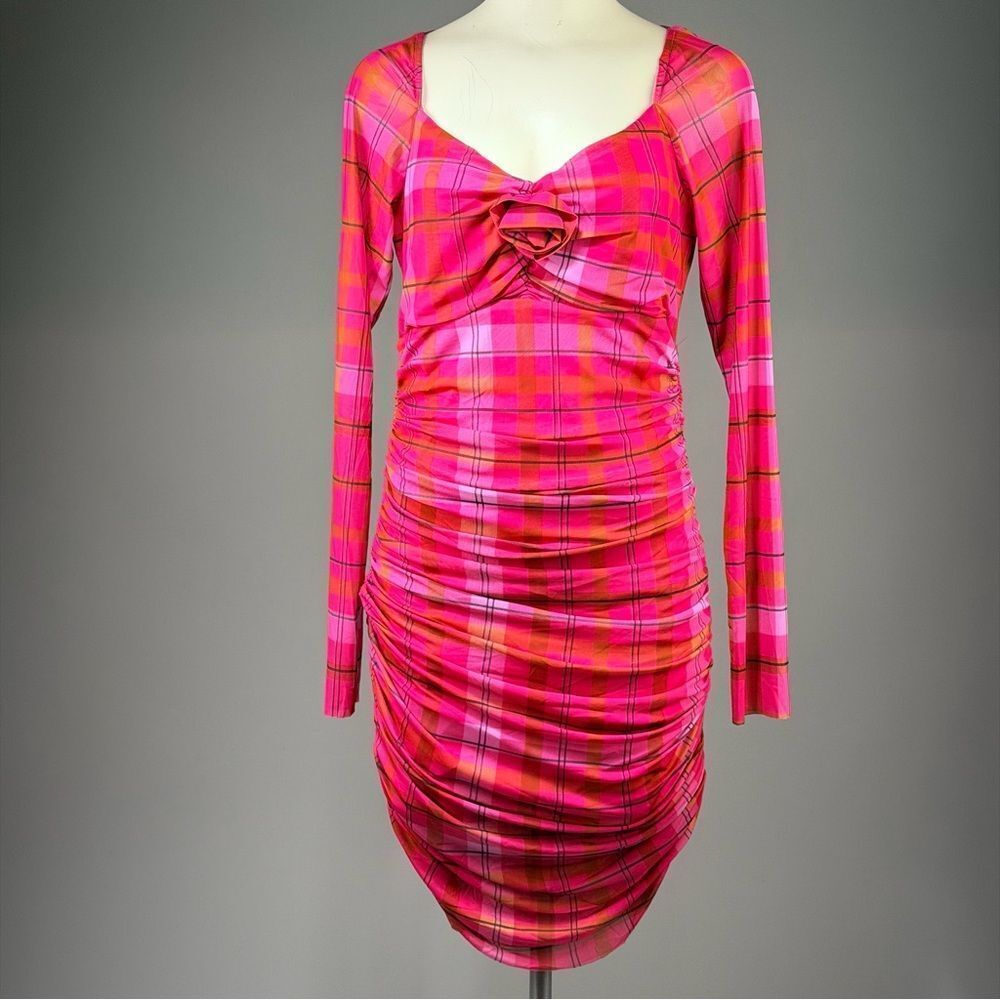 Chelsea & Violet Fuchsia Plaid Long Sleeve Dress (rack9)